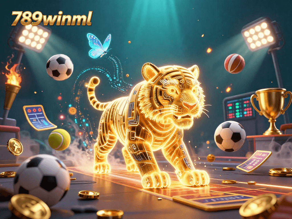 Experience thrilling sports betting with 789winml featuring a golden tiger in a digital casino.