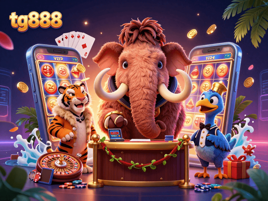 Experience tg888 with vibrant slot games and captivating casino action in a festive scene.