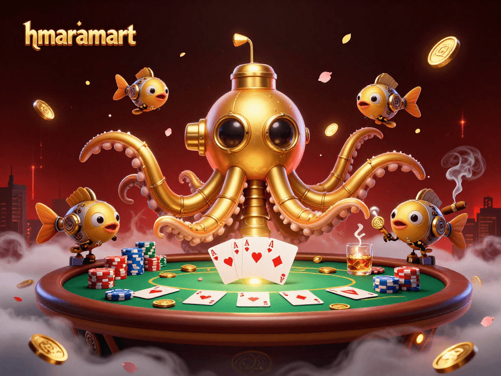 Experience thrilling gaming at hmaramart with a vibrant 3D depiction of an underwater casino scene.