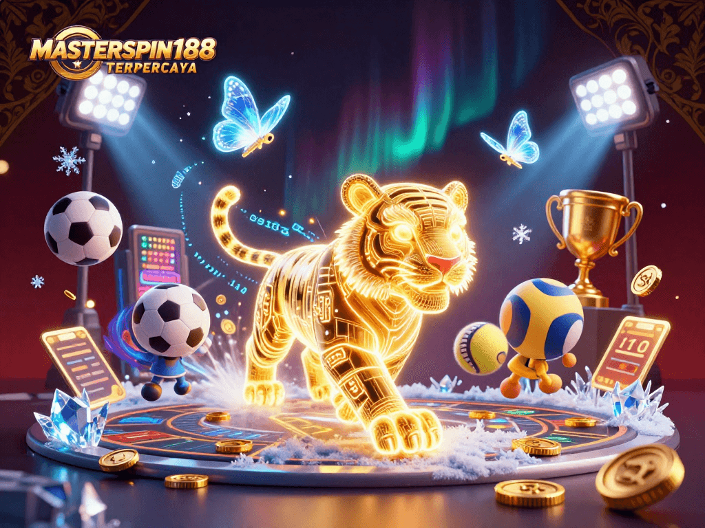 Engage in thrilling gameplay with MASTERSPIN188 TERPERCAYA, showcasing an energized digital casino scene.