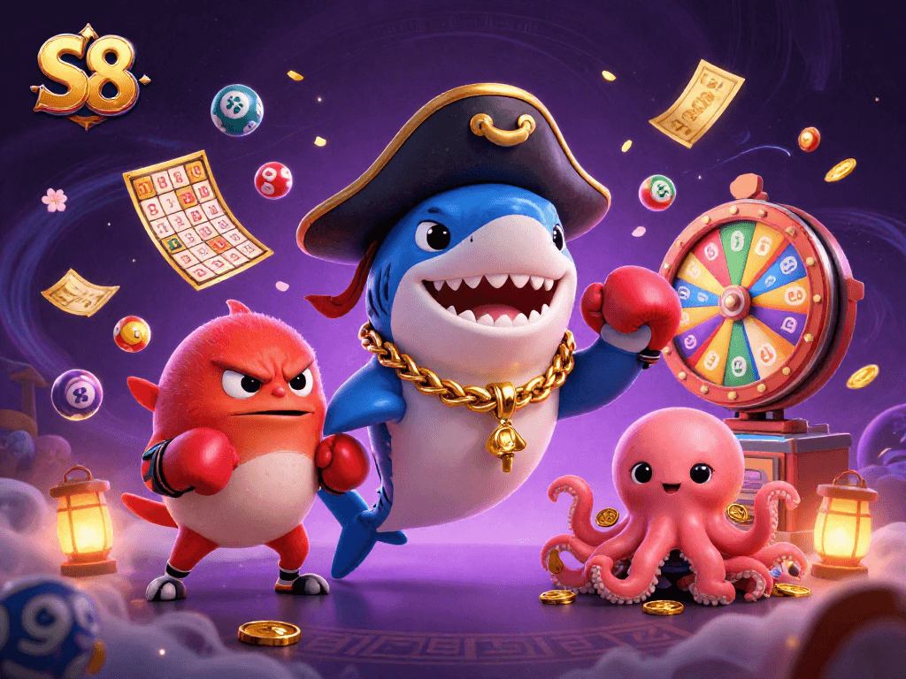 Experience thrilling gaming at S8 with vibrant characters and dynamic casino elements.