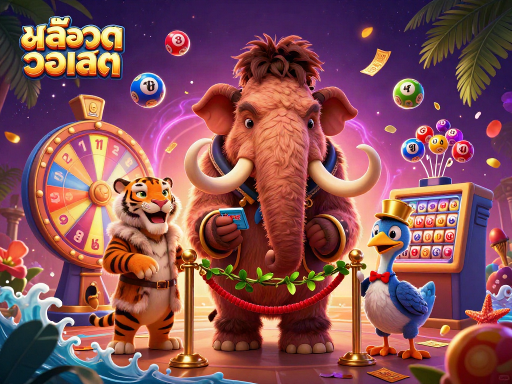 Engage in the exciting world of สล็อตวอเลท at a vibrant casino door featuring unique characters.