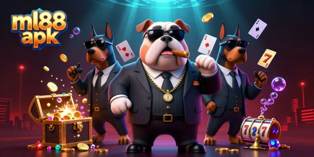 Experience thrilling gaming at ml88 apk with a vibrant 3D casino scene featuring captivating characters and elements.