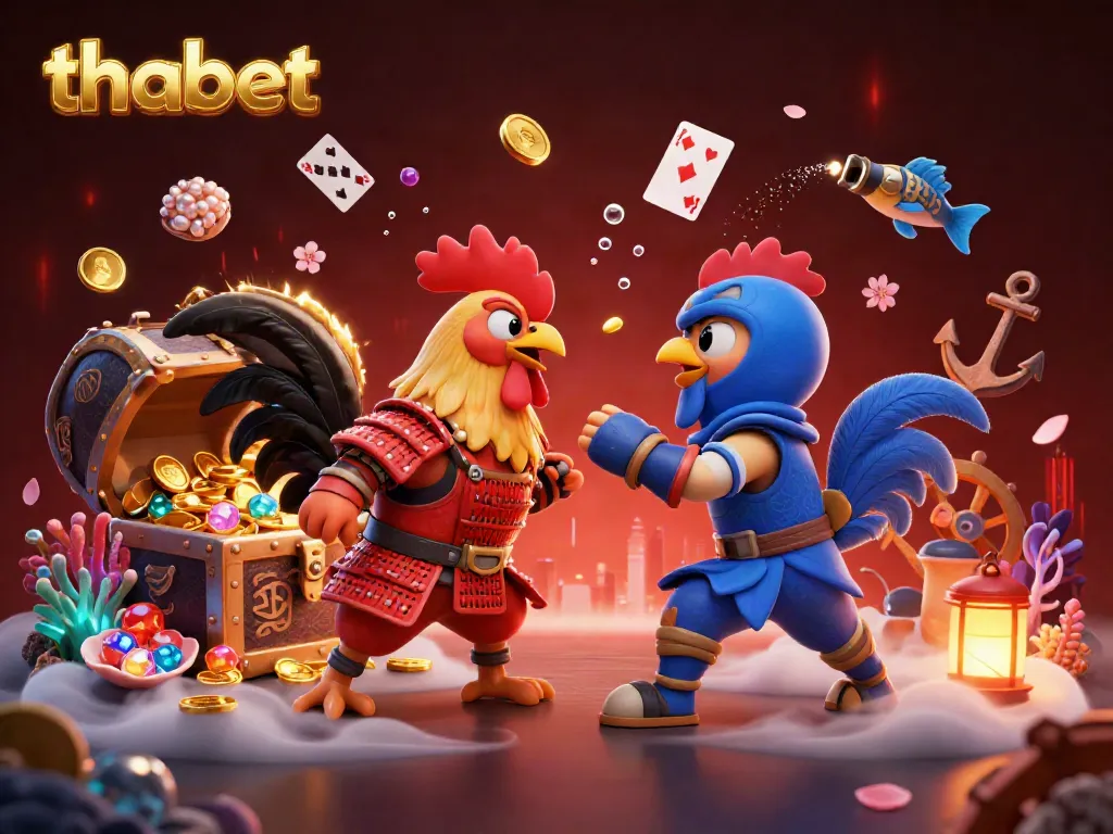Experience thabet with virtual roosters in combat amidst treasure and gaming elements!
