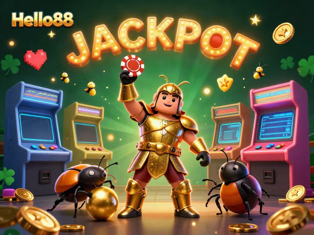 Engage in exciting gaming at Hello88, featuring vibrant characters celebrating a jackpot.