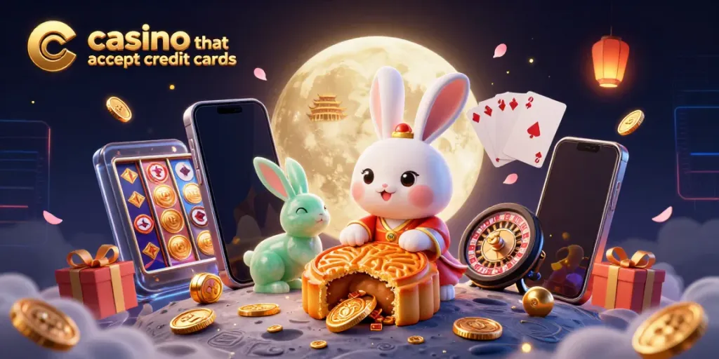 Experience the thrill with casinos that accept credit cards featuring a whimsical moon rabbit scene.