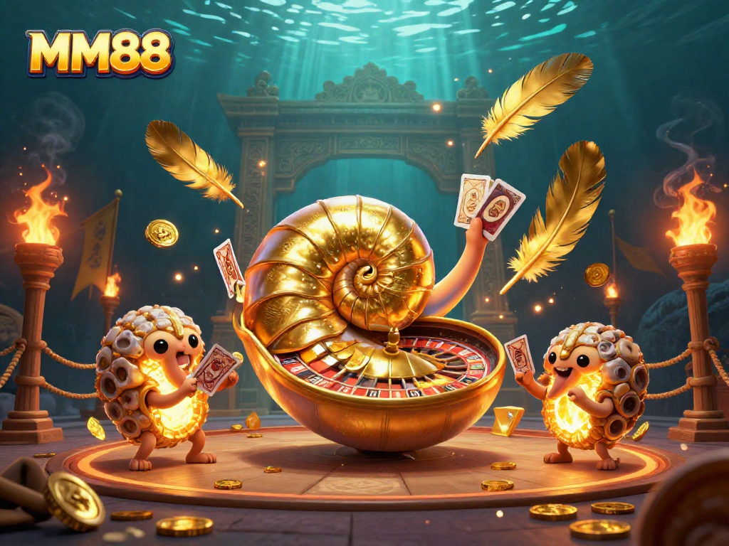 Experience the thrill of MM88 with vibrant casino gaming elements featuring a giant nautilus and dynamic gameplay.