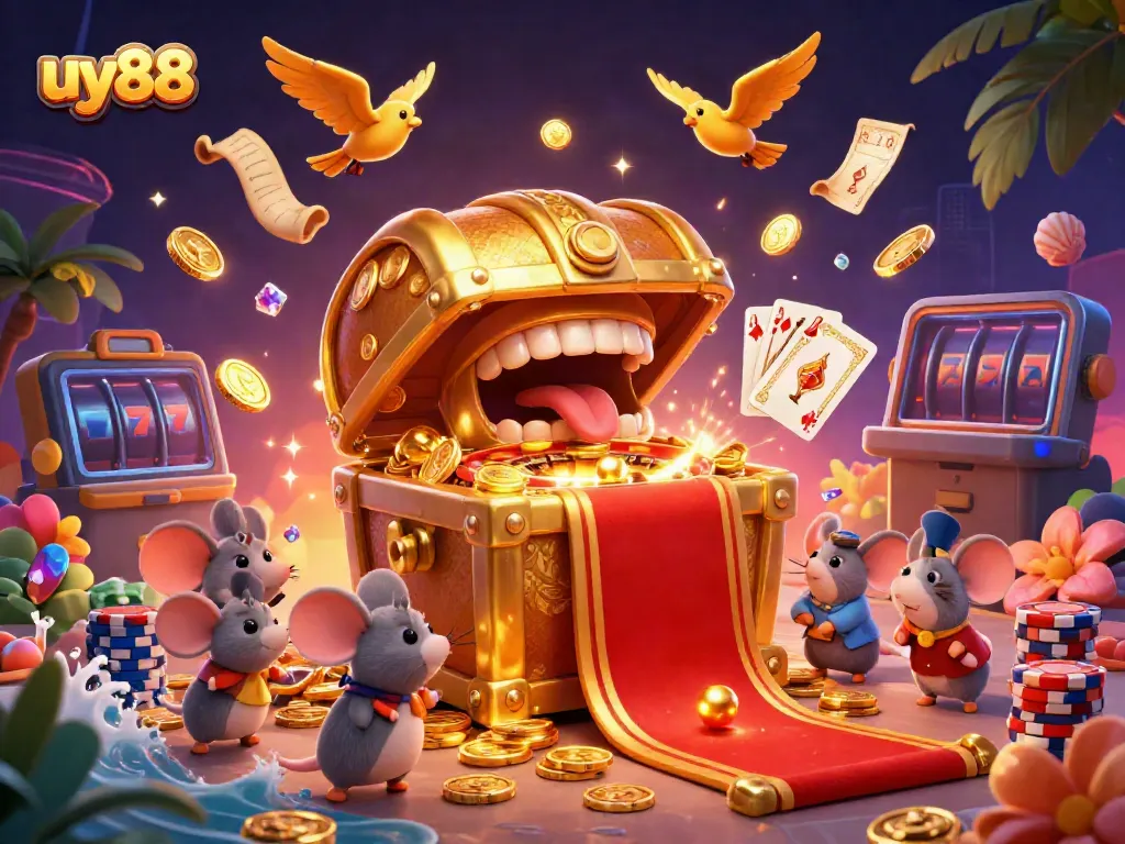 Experience the excitement at uy88 with vibrant 3D casino elements and rich gaming atmosphere.