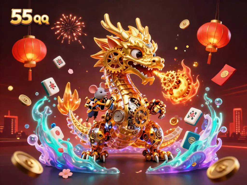 Engage with the 55 qq fantasy slots scene showcasing a golden dragon and vibrant casino elements.