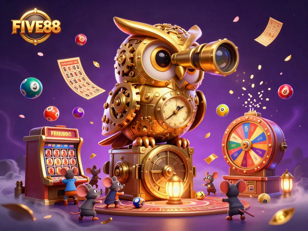 Experience excitement at FIVE88 with vibrant, interactive casino elements and a whimsical atmosphere.