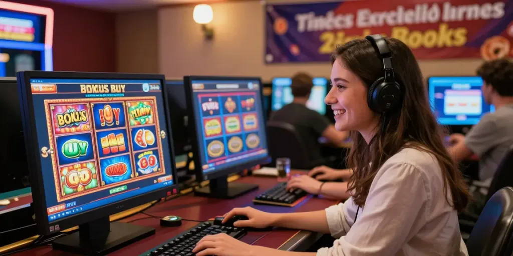 Exciting online casino scene with players enjoying amex casinos and vibrant slot games.