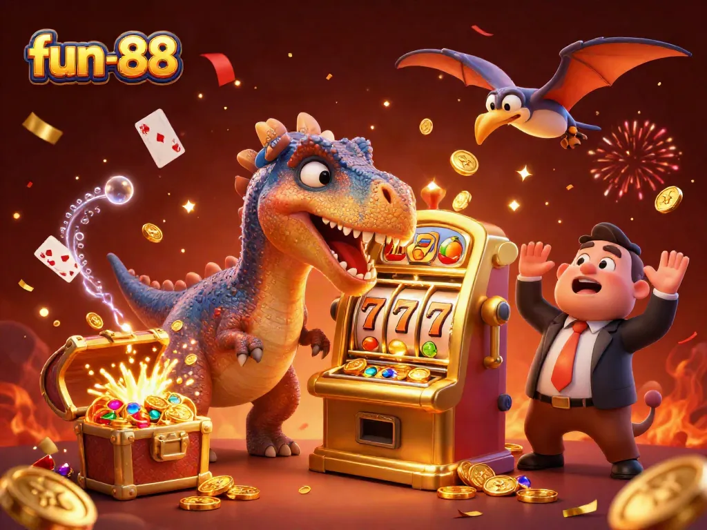 fun-88 characters showcase vibrant scenes of winning spins and jackpot moments in a 3D casino setting