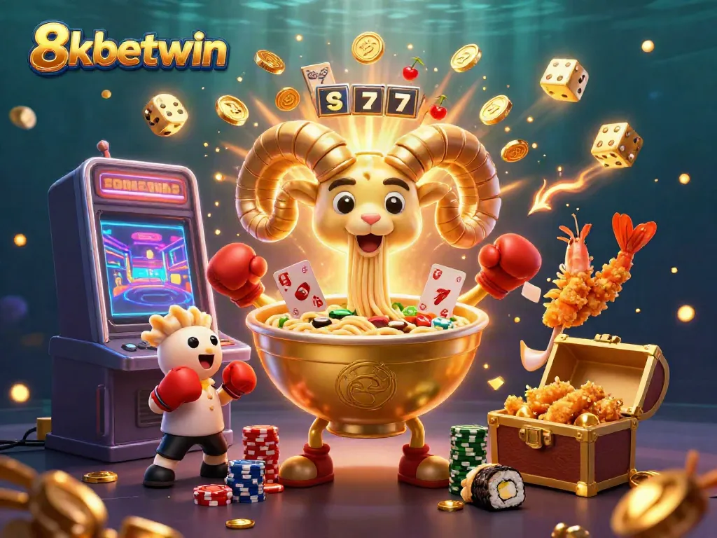 Experience excitement at 8xbetwin with a vibrant 3D casino scene featuring unique characters and gaming elements.