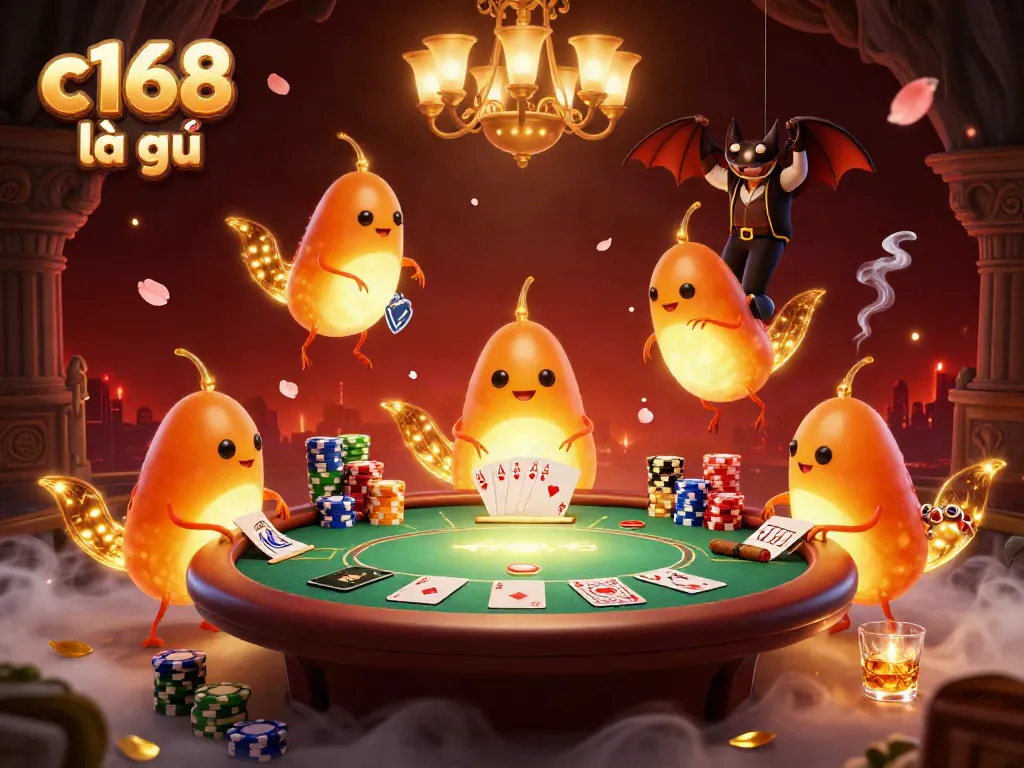 Experience thrill at c168 là gì casino with a vibrant glowworm gathering illuminating a poker table.