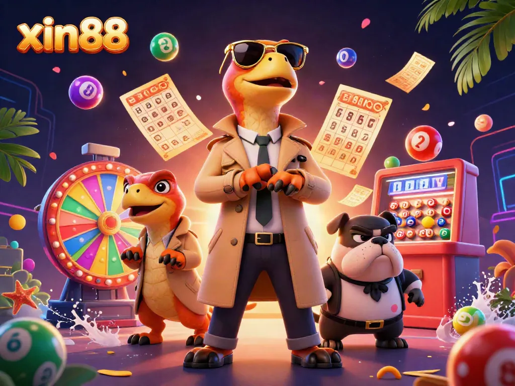 Play and win at xin88, featuring cartoon raptors hilariously trying to enter a VIP casino lounge.