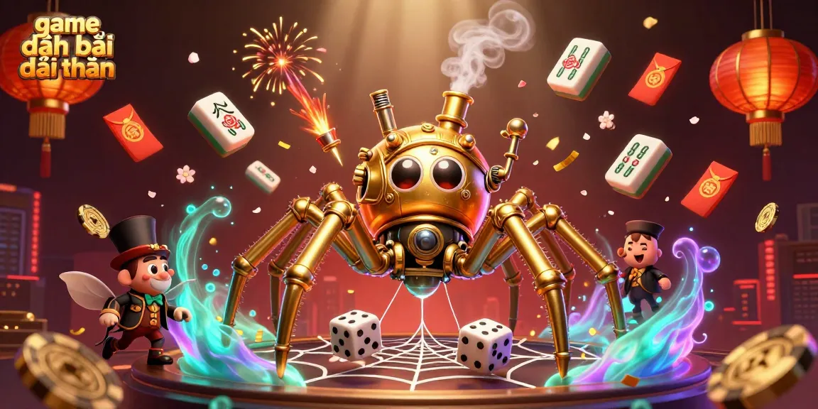 Engage in game đánh bài đổi thưởng with this vibrant steampunk-themed casino scene.