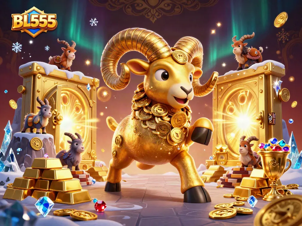Engage in exhilarating casino gameplay at BL555 with golden elements and exciting treasures!