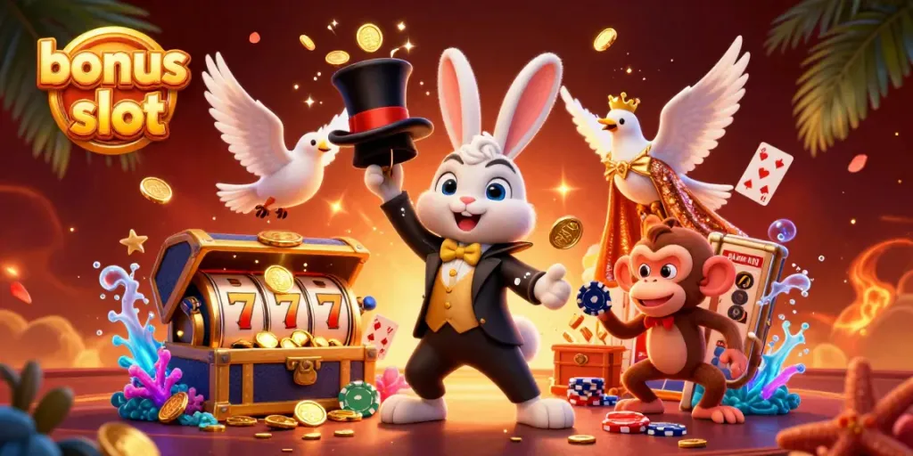 Experience the thrill of a bonus buy slot with enchanting characters in a vibrant casino scene.