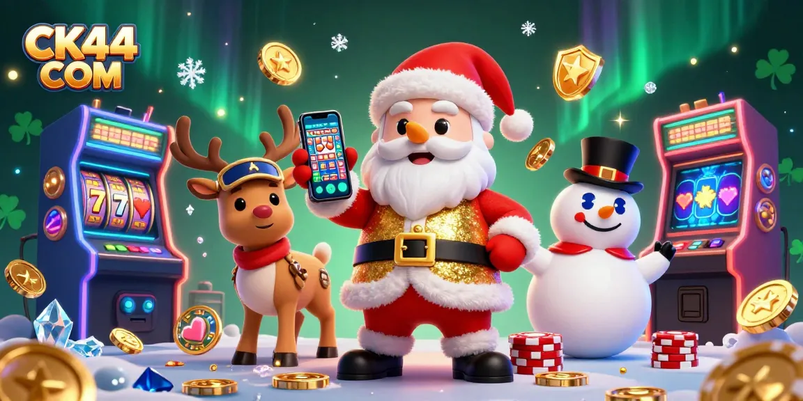 Join the excitement at CK44 COM with a colorful casino adventure featuring Santa, a reindeer dealer, and a poker chip snowman!
