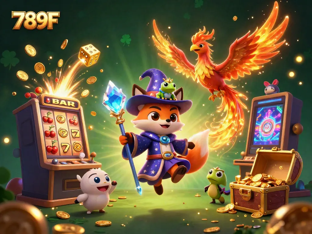 Experience thrilling jackpots with 789F, featuring magical characters and dynamic casino elements.