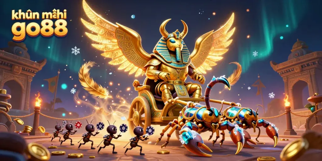 Engage in thrilling adventures with khuyến mãi go88, showcasing a vibrant 3D scene of gambling excitement.
