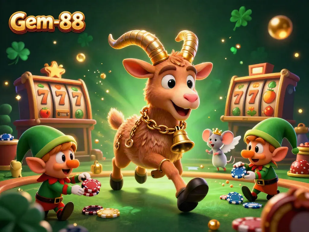 Experience gem-88's thrilling slot game moments with a lively casino scene filled with excitement.