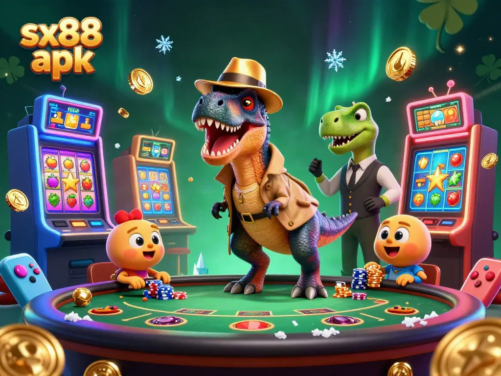Experience thrilling gaming with the whimsical sx88 apk featuring a playful velociraptor card counter.