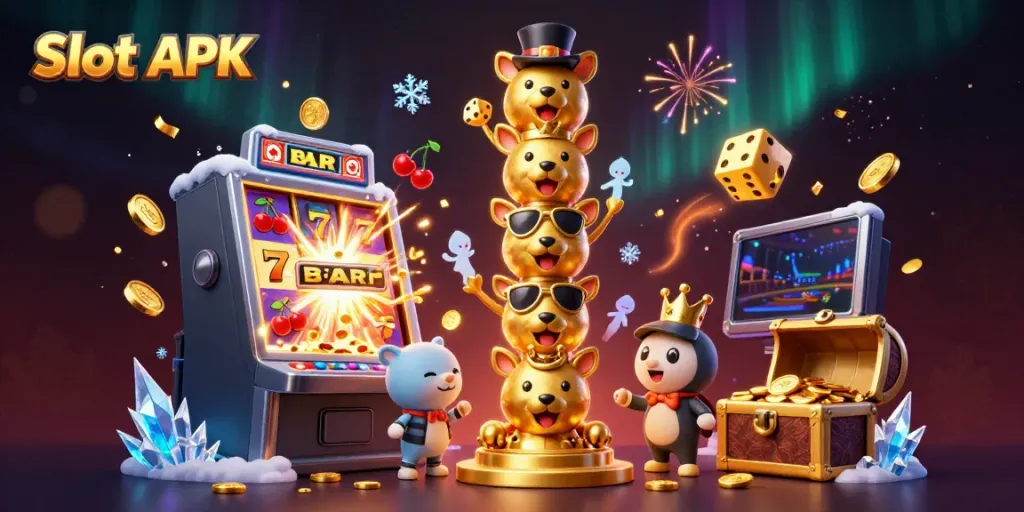 Experience thrilling Slot APK gaming with dynamic slot machines and casino characters.