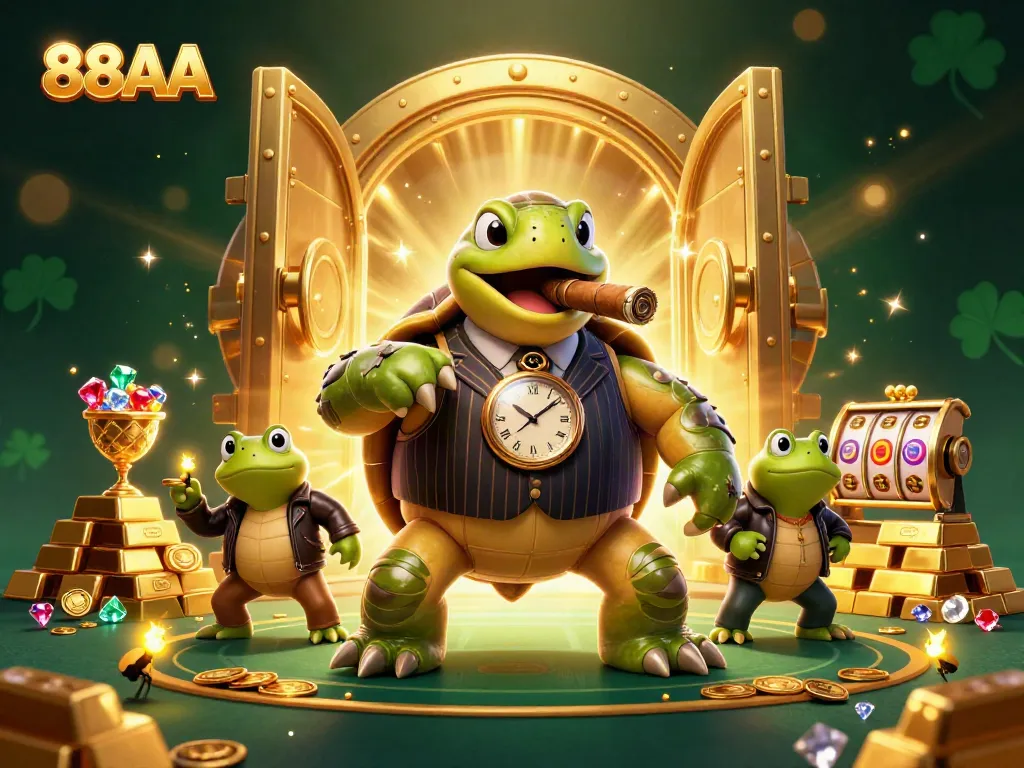 Experience the excitement of 88AA with vibrant casino characters, treasures, and game elements.