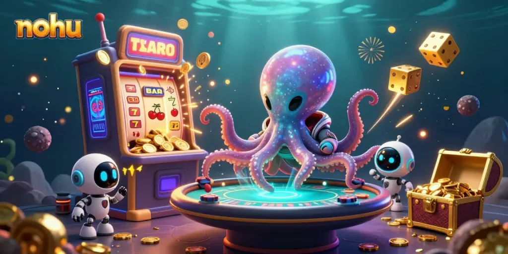 Experience thrilling nohu casino adventures with an alien octopus and exciting jackpot elements.