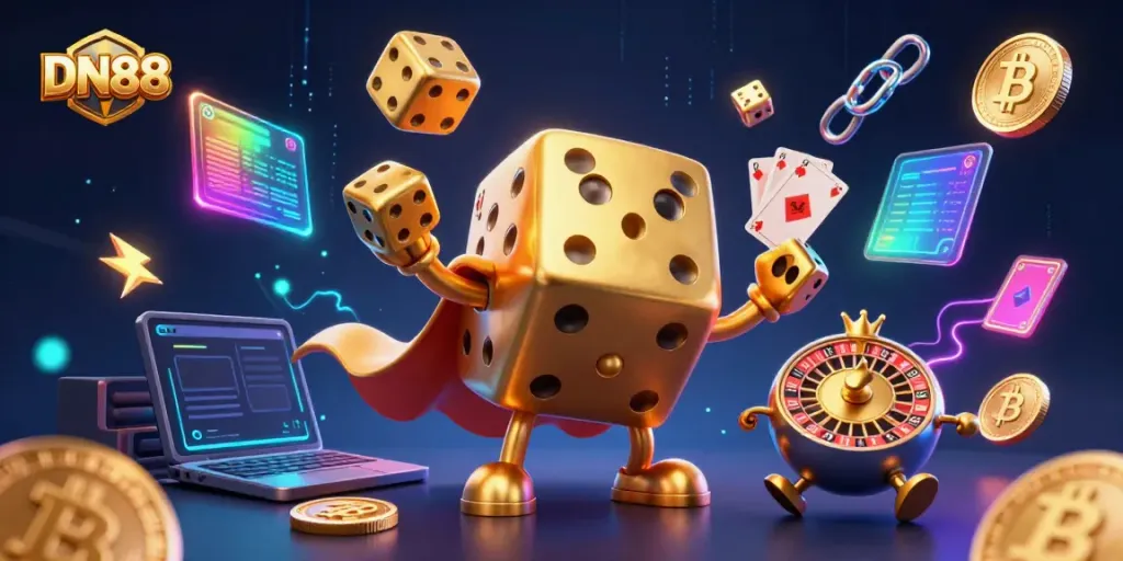 Experience thrilling gameplay at DN88 with vibrant colorful designs and dynamic casino elements.