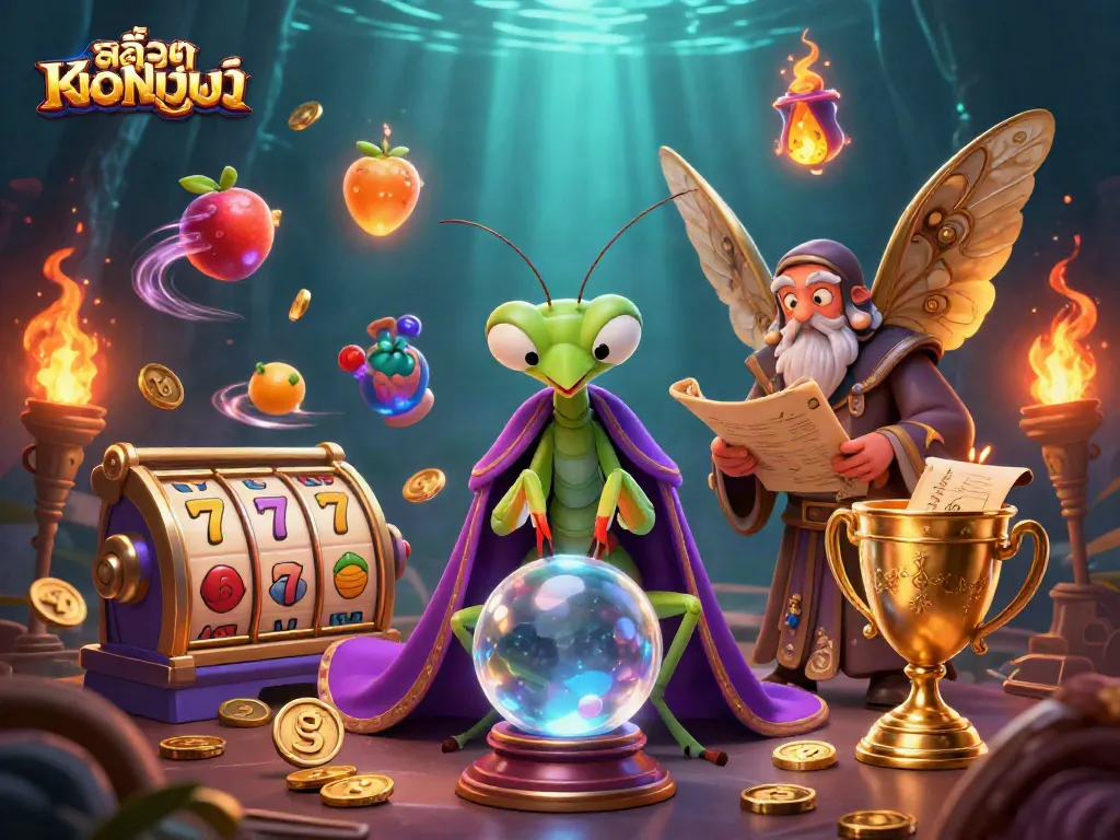 Engage in thrilling สล็อตออนไลน์ action with a vibrant scene featuring fortune tellers and slot gaming elements.
