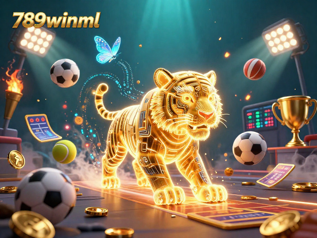 Experience thrilling sports betting with 789winml featuring a golden tiger in a digital casino.