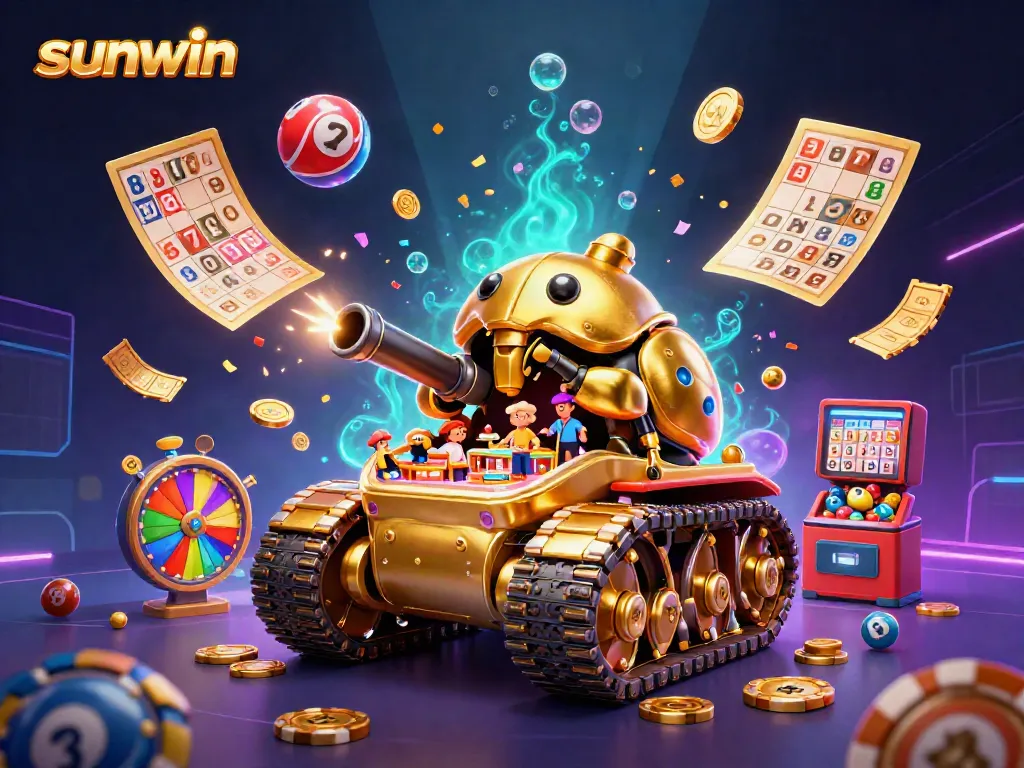 Experience thrilling gameplay with sunwin's vibrant 3D casino illustration, showcasing dynamic elements and rich details.