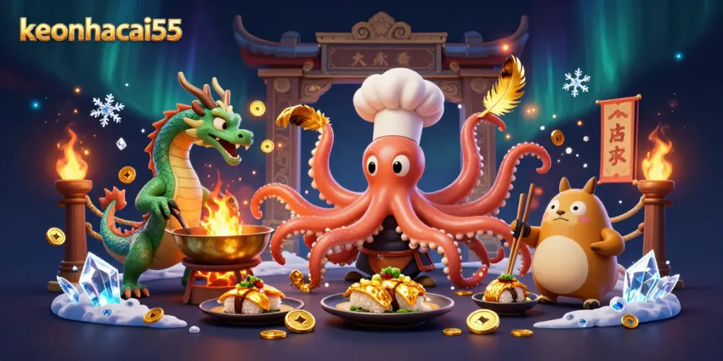Engage in thrilling gameplay with keonhacai55 and vibrant casino elements as characters create exciting dishes.