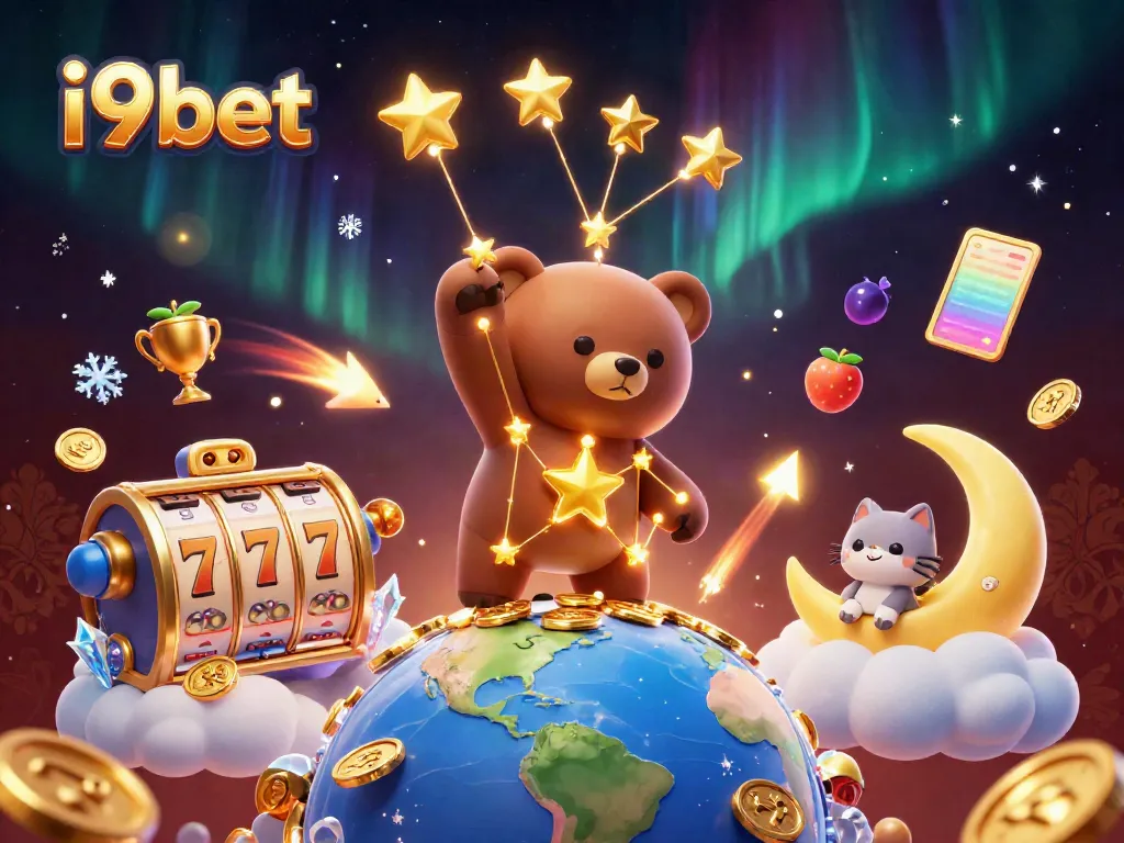 Engage with i9bet's vibrant promotional casino illustration, showcasing dynamic characters and slot elements.