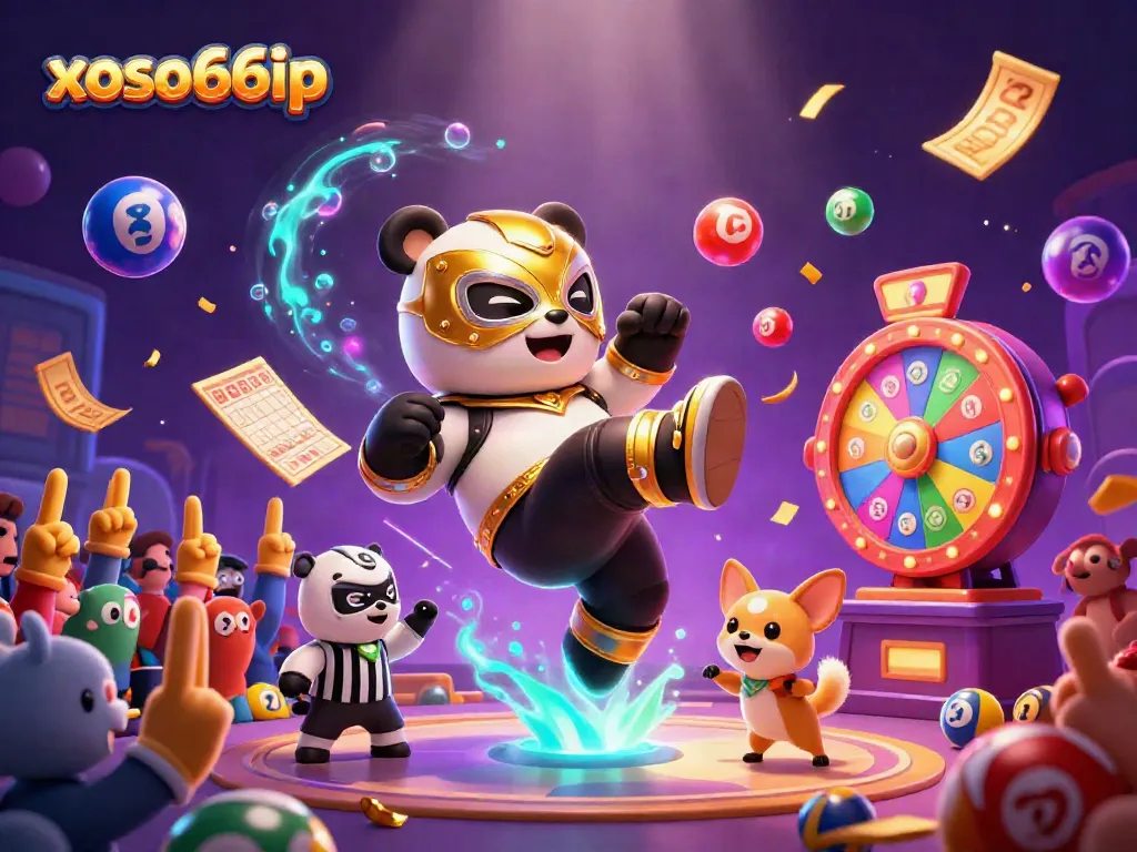 Experience thrilling action at xoso66ip with a panda wrestler and exciting lottery elements.