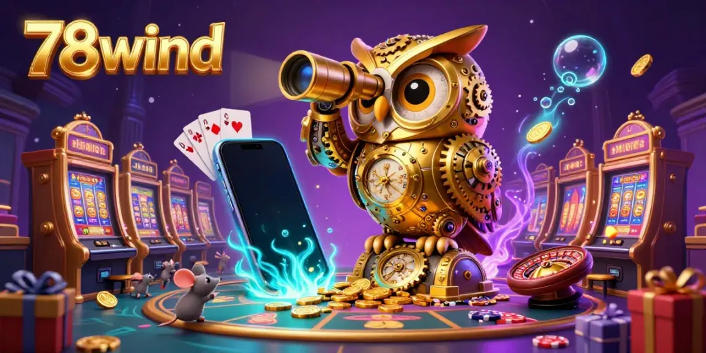 Experience thrilling gameplay and rewards at 78wind, depicted in an engaging 3D casino scene with vibrant elements.
