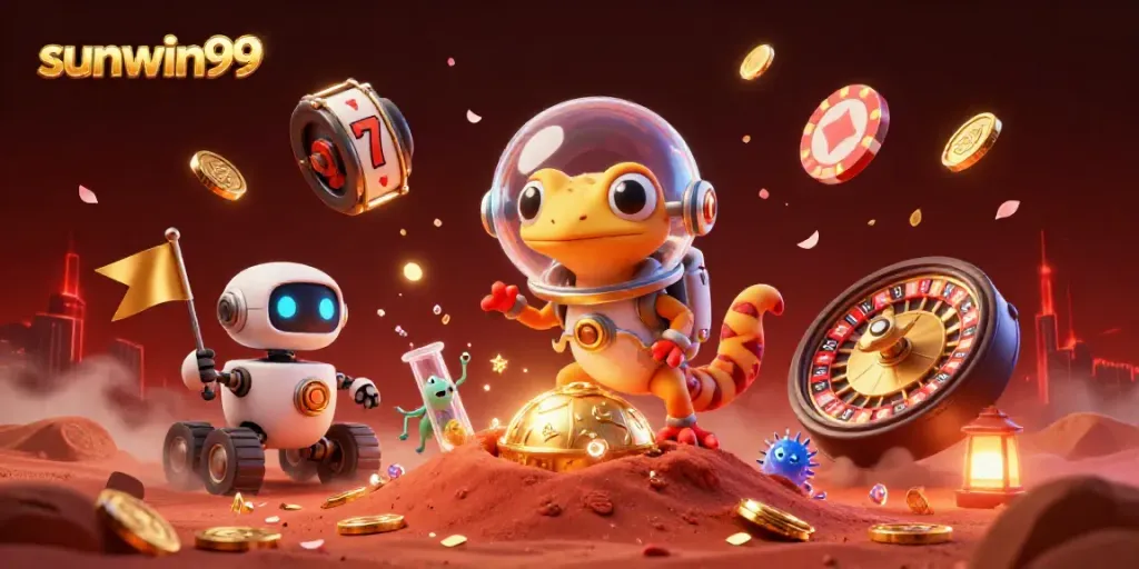 Experience thrilling casino adventures with sunwin99 in this vibrant Martian scene.