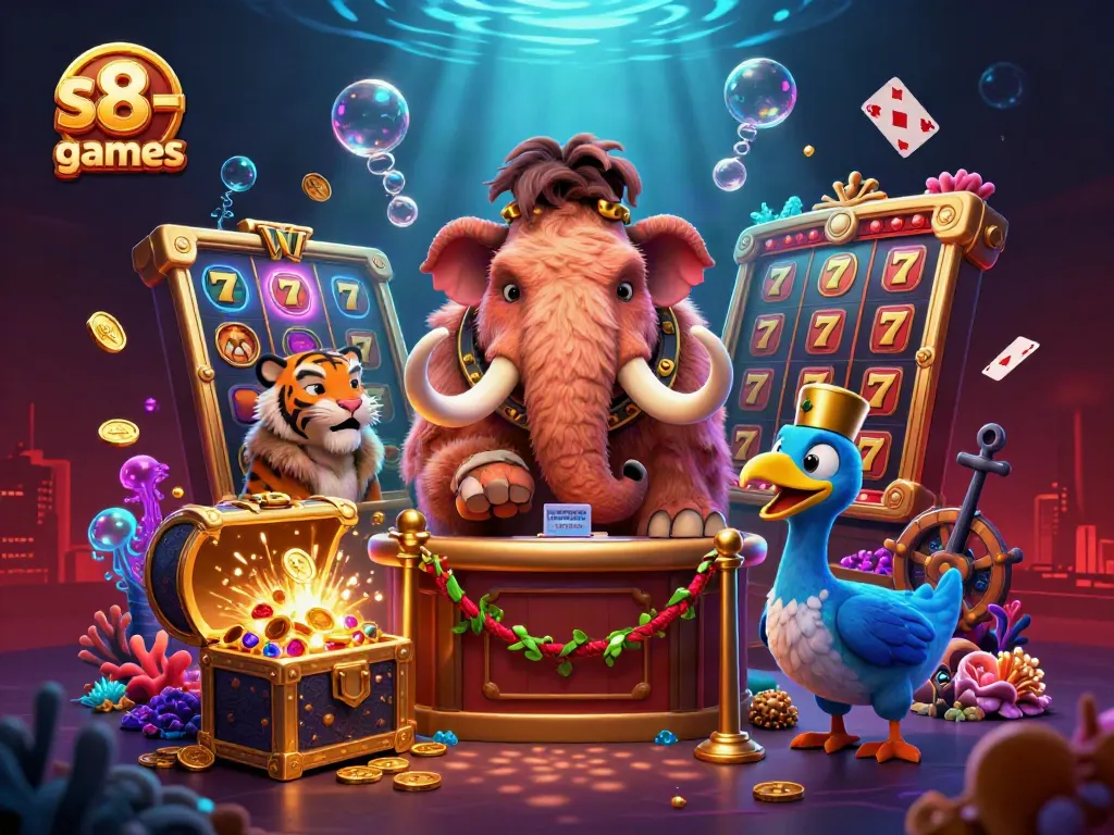 Experience thrilling gameplay with the vibrant s8-games casino scene featuring lively characters and enchanted treasures.