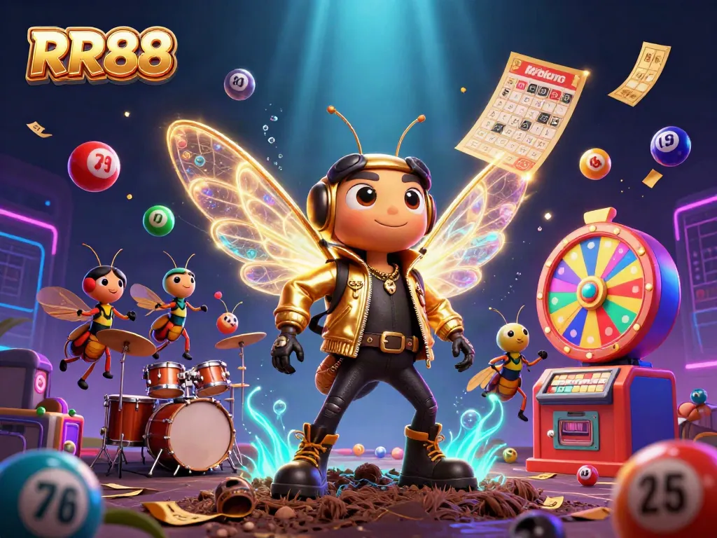 Experience the excitement of RR88 with vibrant gaming elements and cartoon characters bringing the casino thrill to life.