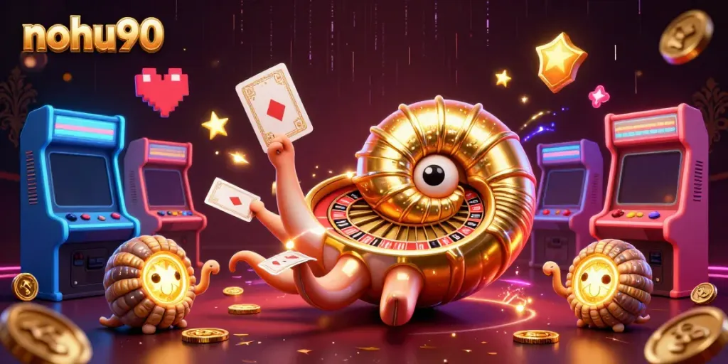 Experience the thrill of nohu90 with a giant nautilus roulette wheel and glowing ammonite companions.