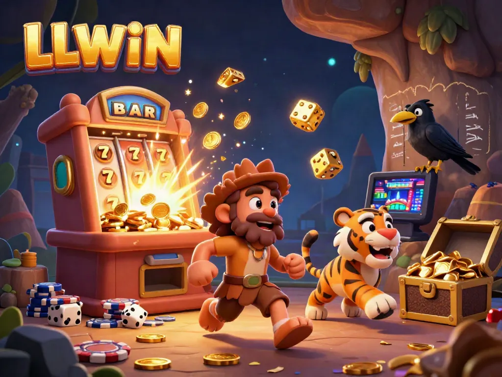 LLWIN brings excitement alive with a 3D casino scene featuring engaging characters and vibrant gaming elements.