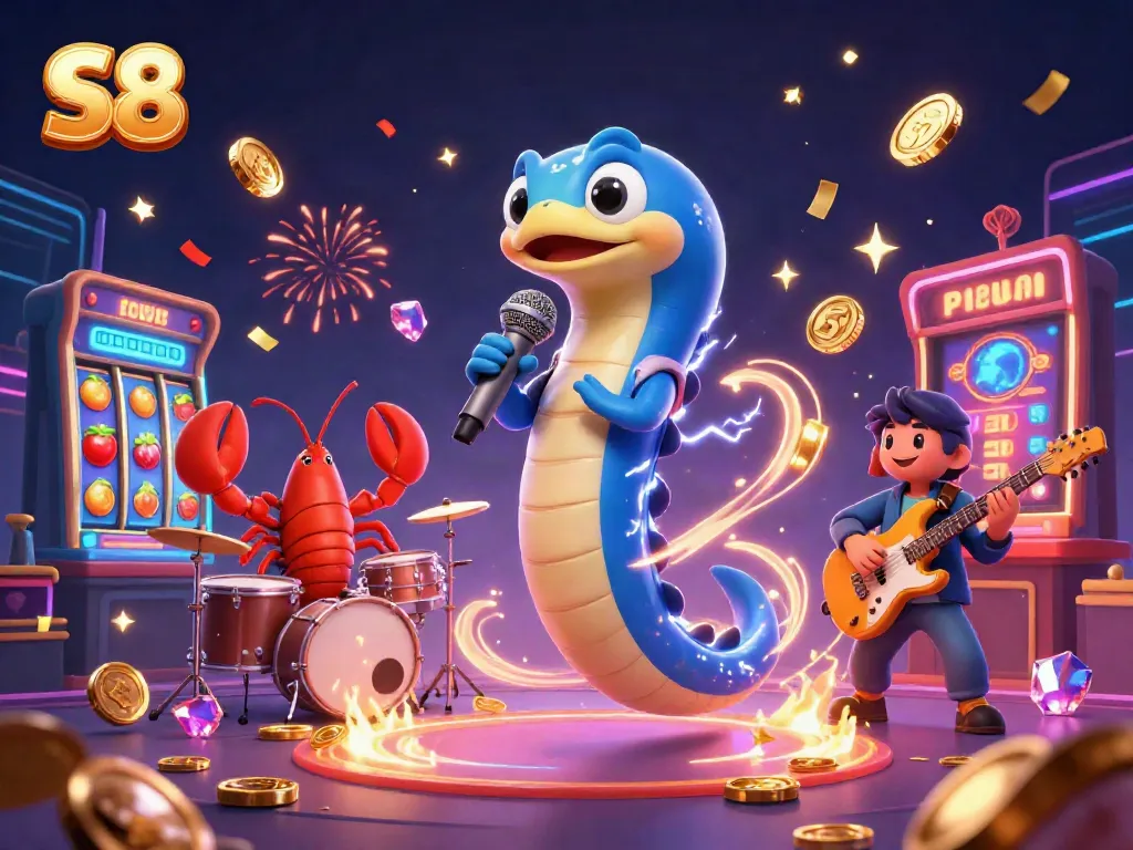 Experience the energetic S8 underwater casino with a DJ eel and dazzling games.