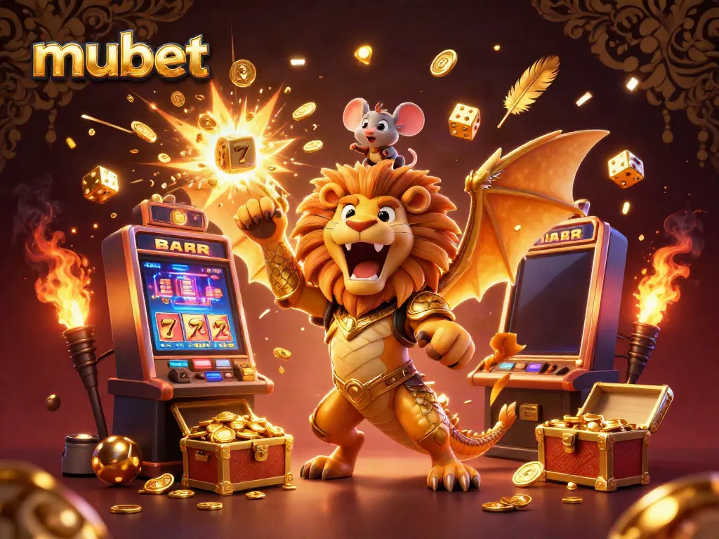 Experience the excitement of mubet with a roaring chimera and dynamic casino elements exploding with luck and fortune.