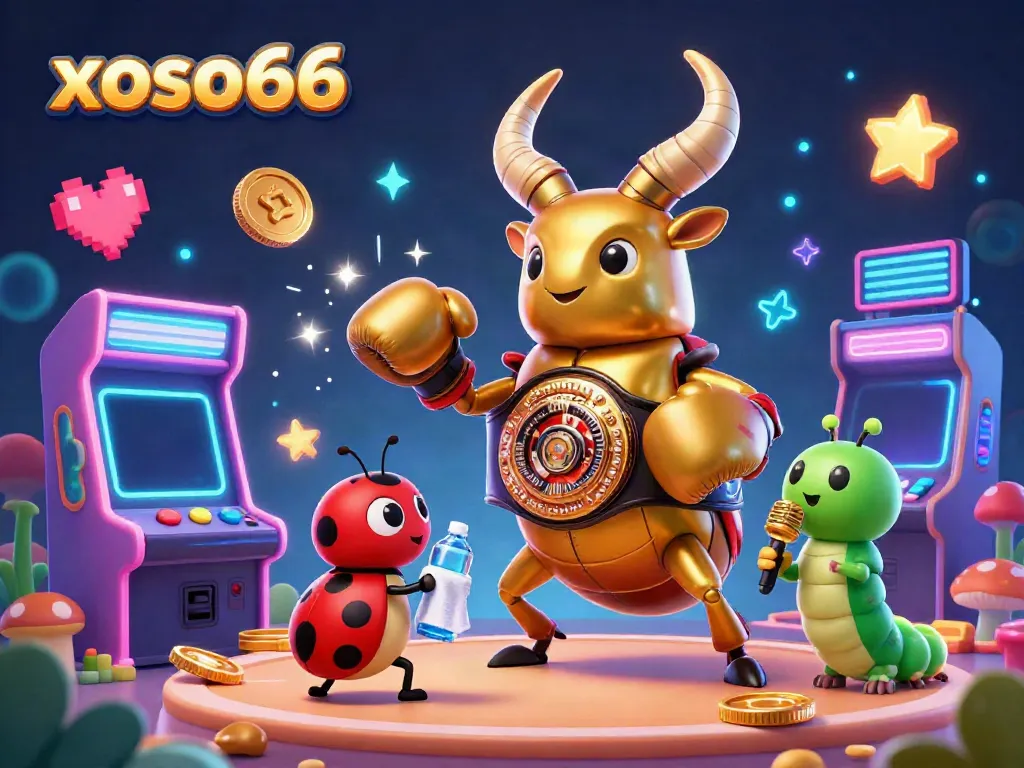xoso66 showcases a vibrant 3D casino scene with characters in dynamic action, creating winning opportunities.
