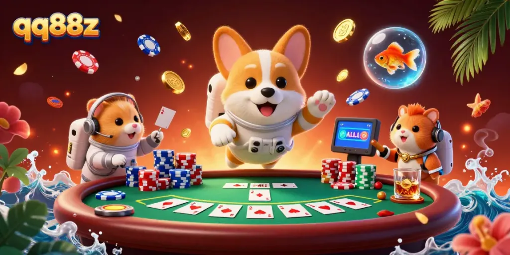 Experience thrilling gameplay at qq88z with a colorful space-themed casino adventure featuring animated characters.