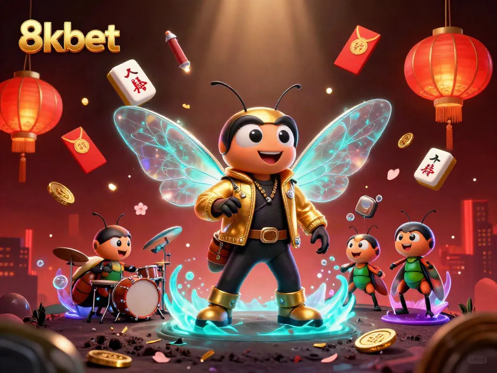 Experience the excitement of 8kbet through a vibrant casino scene featuring dynamic characters and game elements.