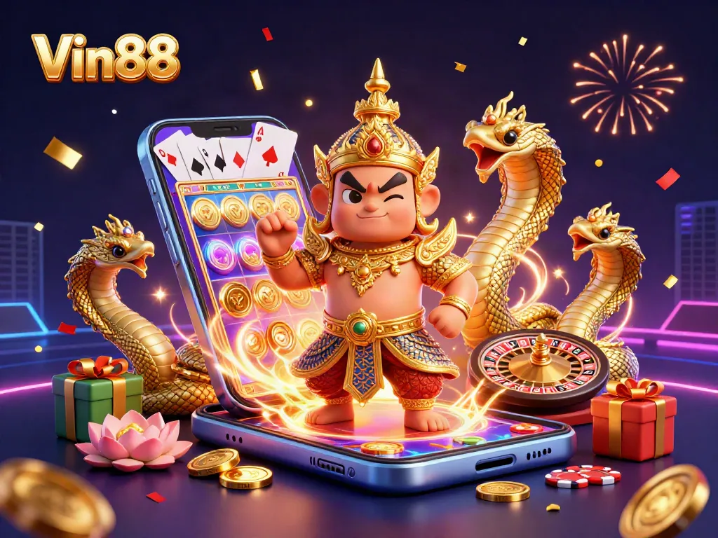Experience thrilling wins with Vin88 in a vibrant casino atmosphere filled with excitement.