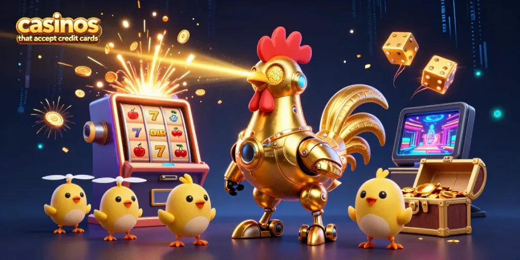 Engage with exciting gameplay at casinos that accept credit cards, featuring dynamic 3D illustrations of games and characters.